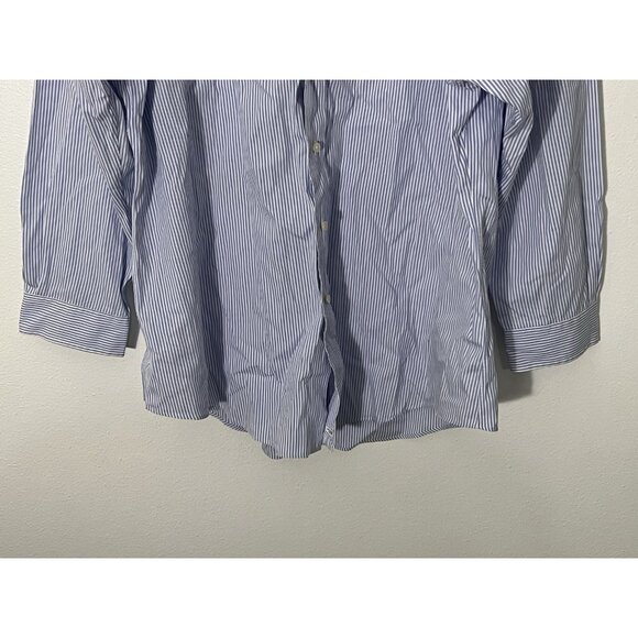 Ralph Lauren Blue White Stripe Button Down Shirt Size L/XL (17.5, 32/33) - Picture 3 of 14